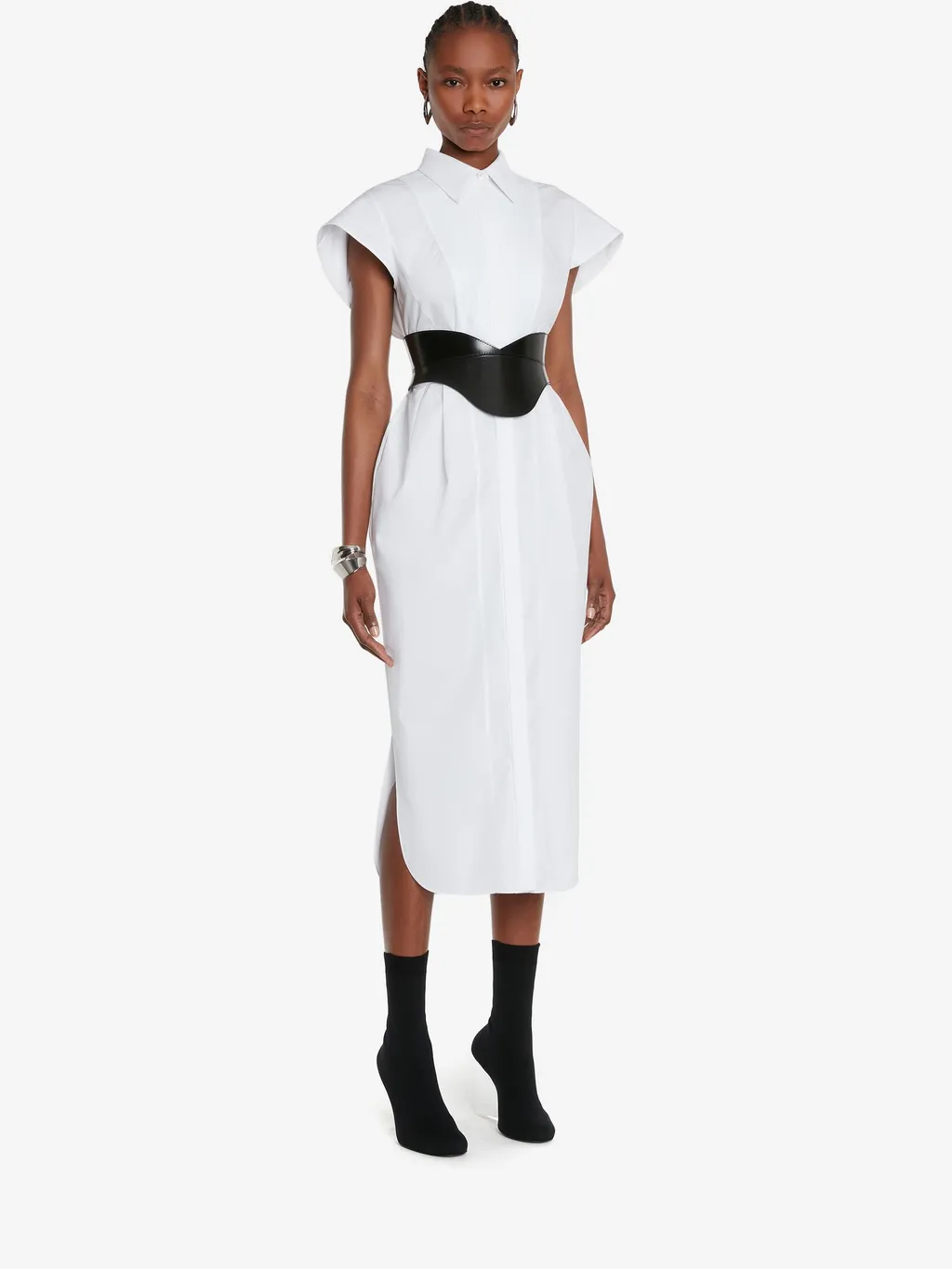 Alexander Mcqueen Short-Sleeved Buttoned Midi Dress
