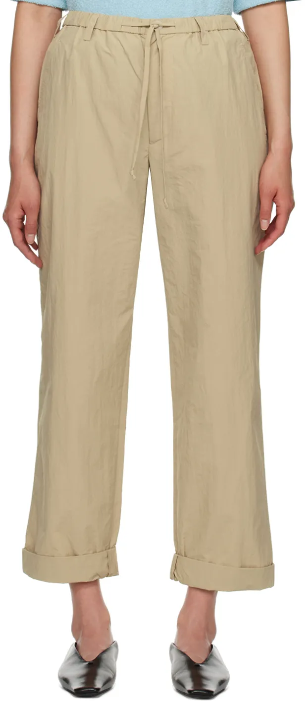 Elasticated-Waist Straight-Leg Trousers