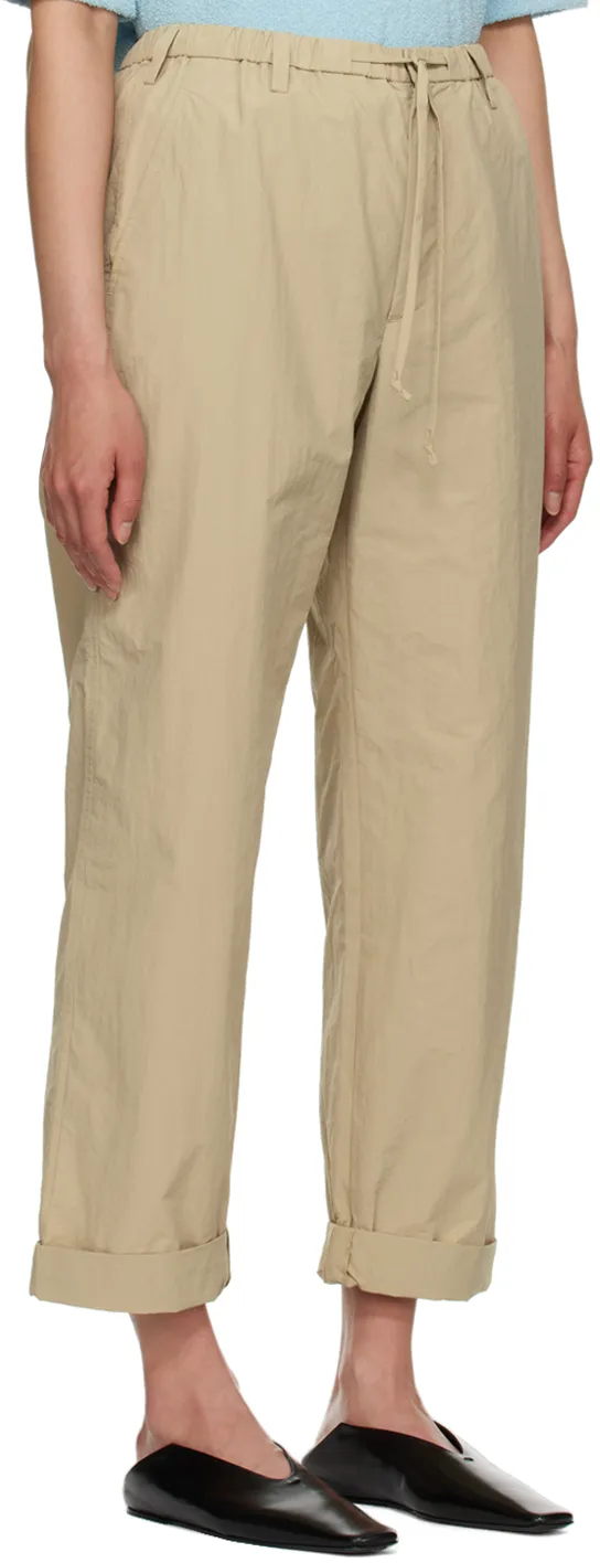 Elasticated-Waist Straight-Leg Trousers