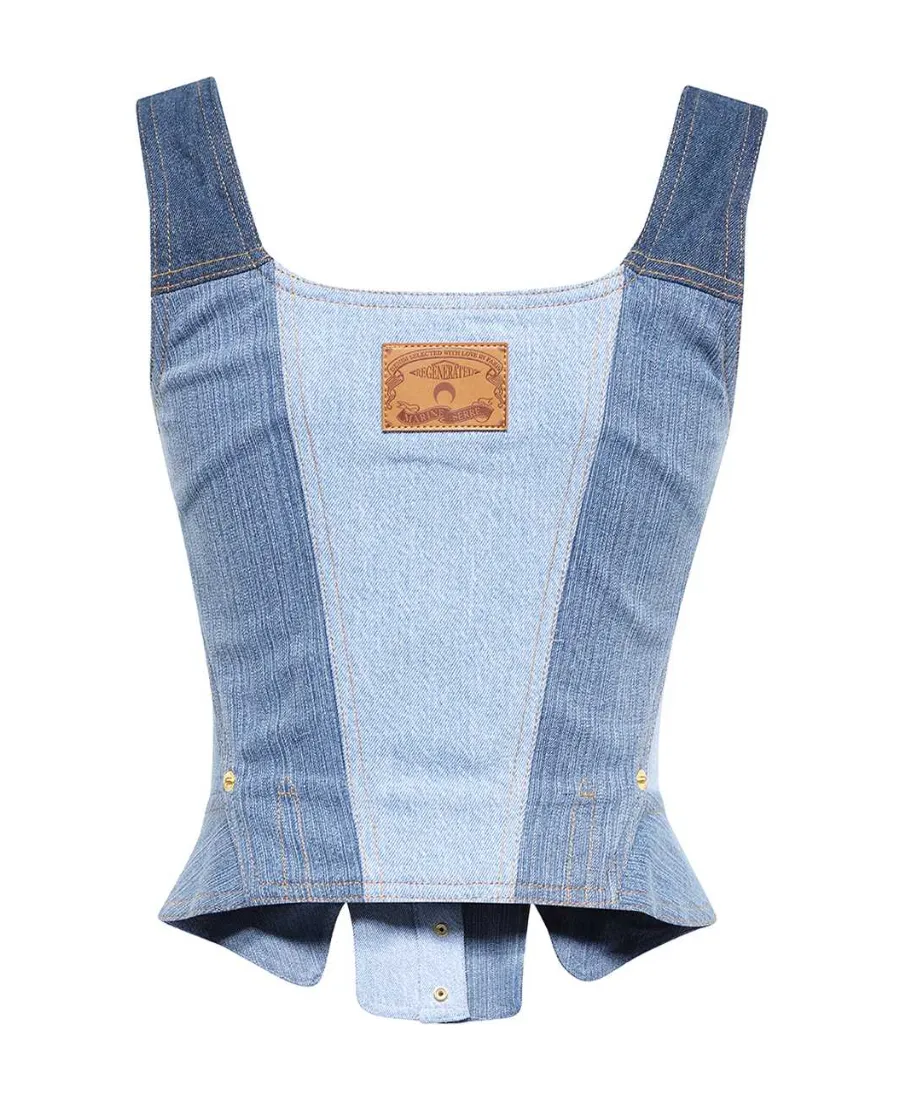 Regenerated Denim Bustier Top
