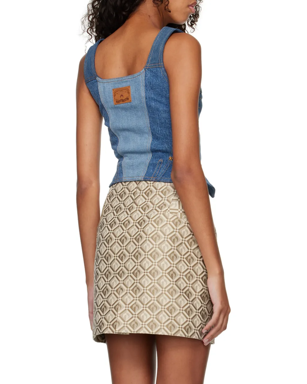 Regenerated Denim Bustier Top