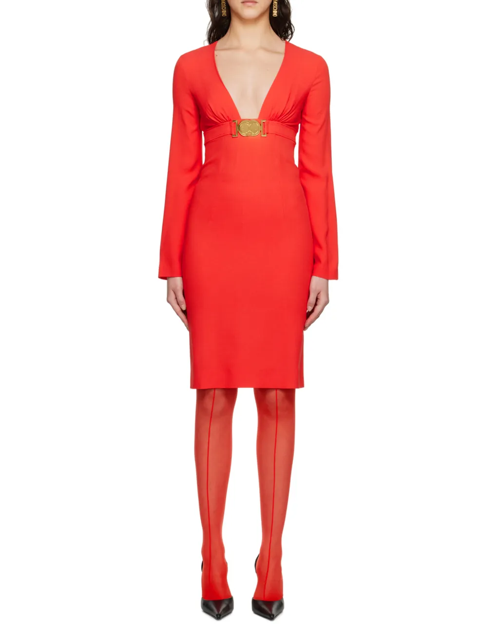 V-Neck Medium-Length Dress
