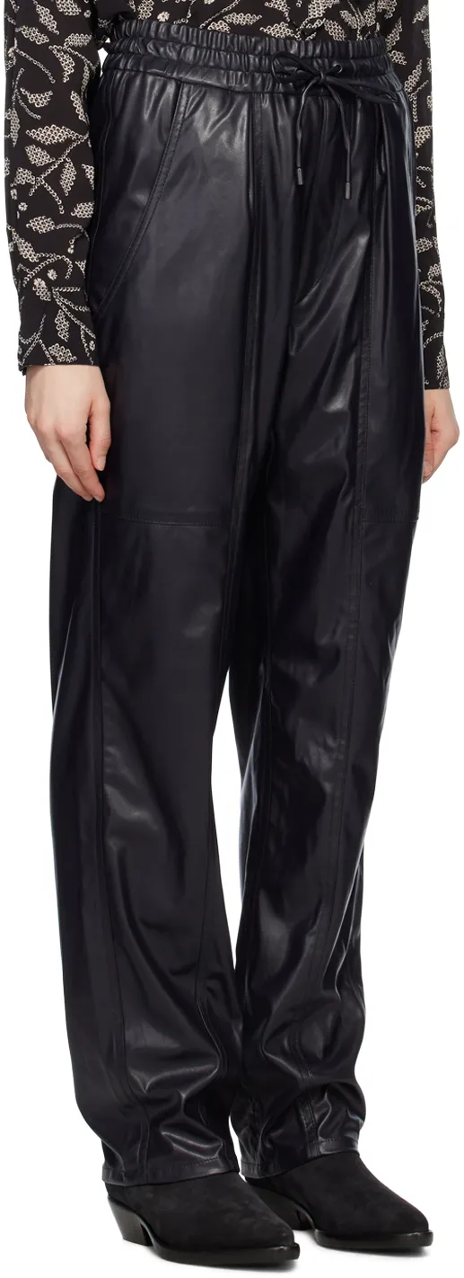 Faux-Leather Straight Trousers