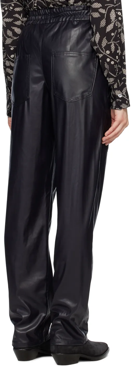 Faux-Leather Straight Trousers