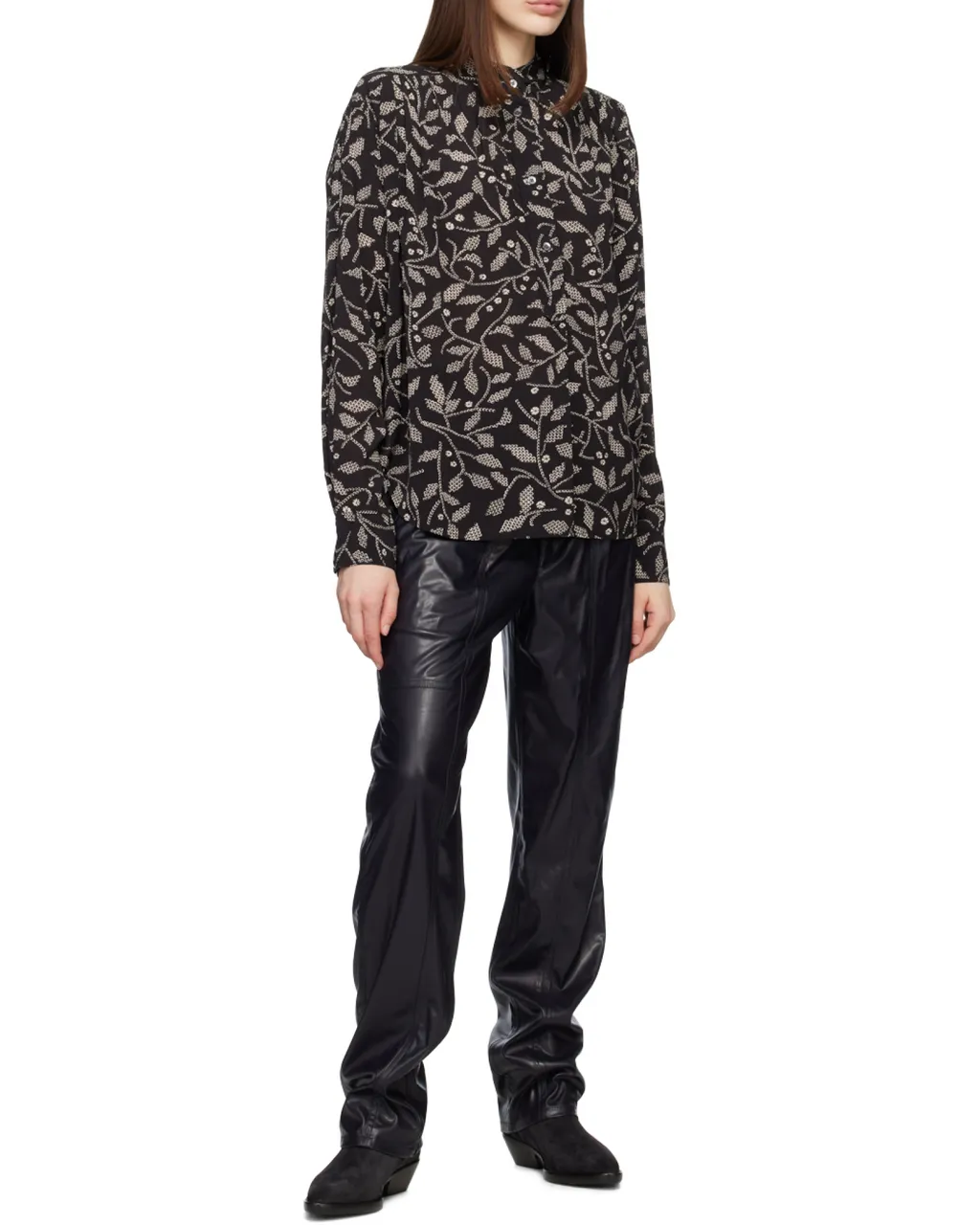 Faux-Leather Straight Trousers