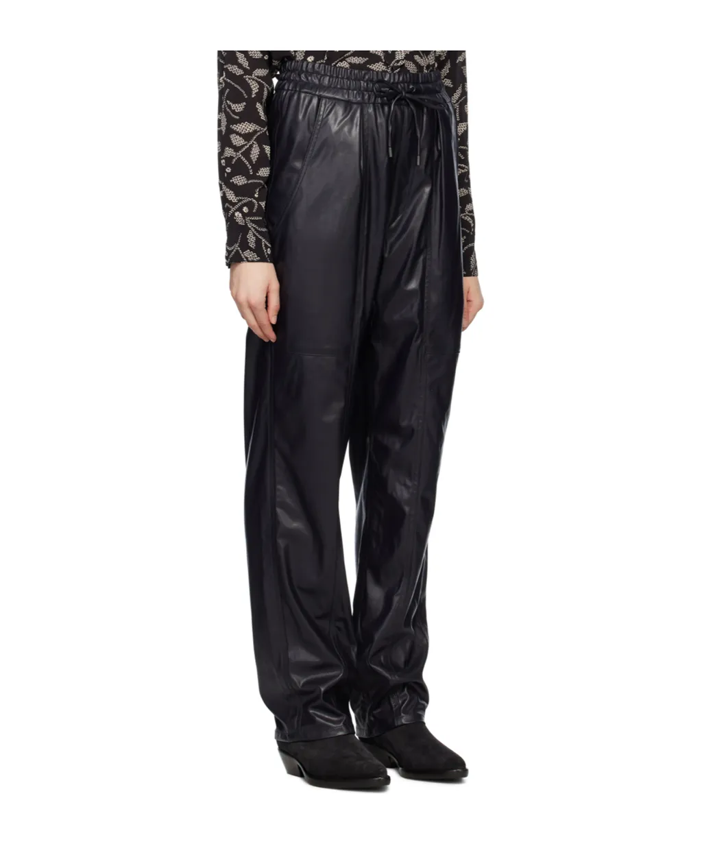 Faux-Leather Straight Trousers