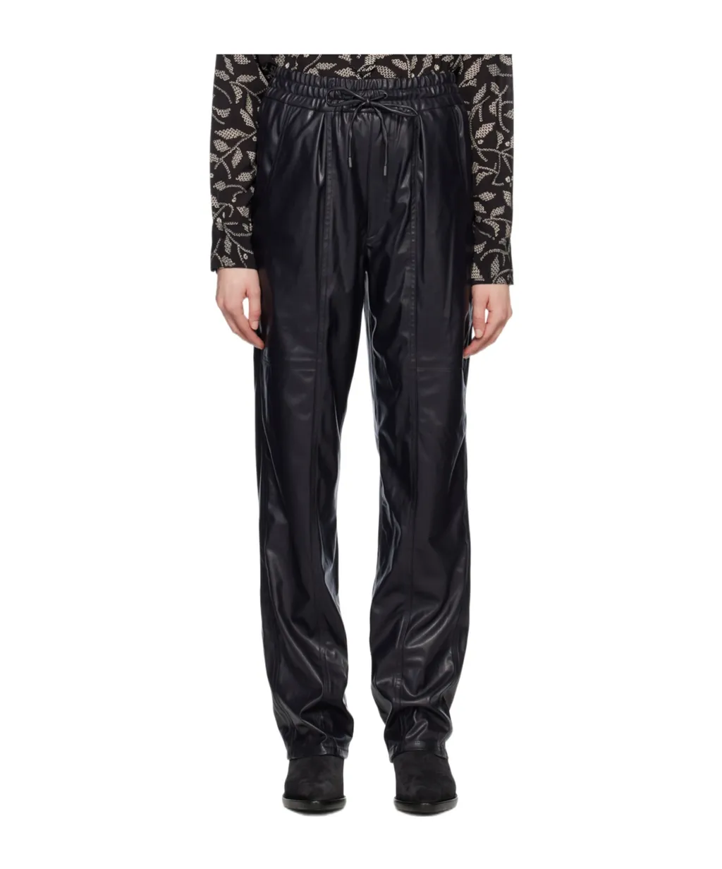 Faux-Leather Straight Trousers