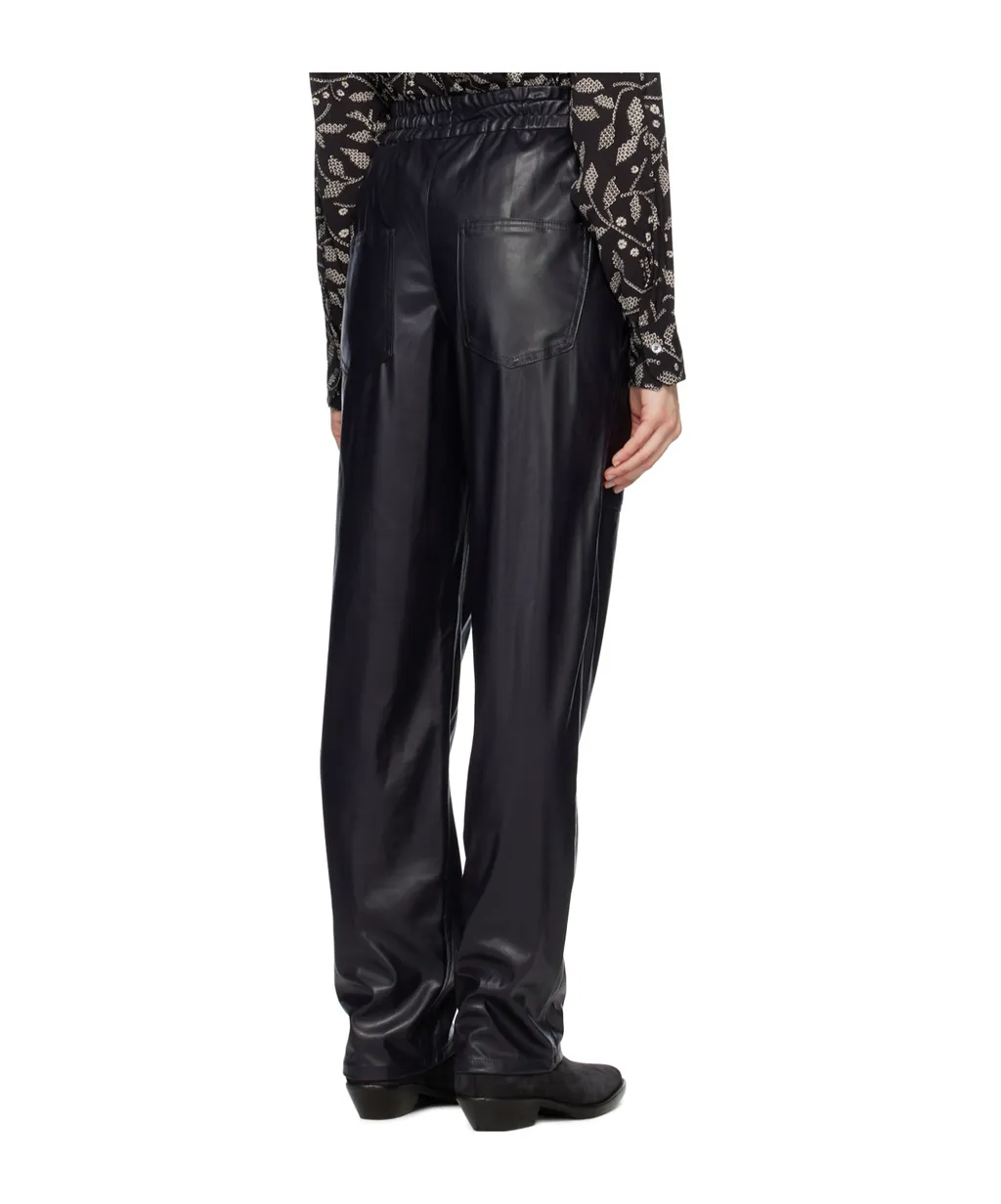 Faux-Leather Straight Trousers