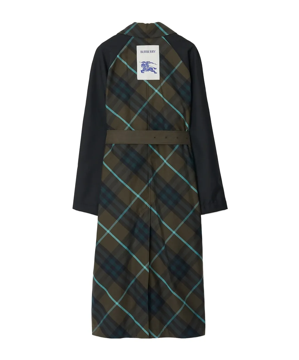 Burberry Check-Plaid Belted Reversible Trench Coat