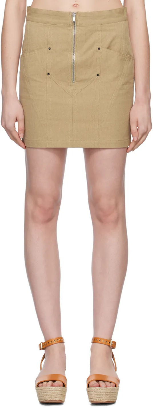 Zip-Up Cotton Mini Skirt
