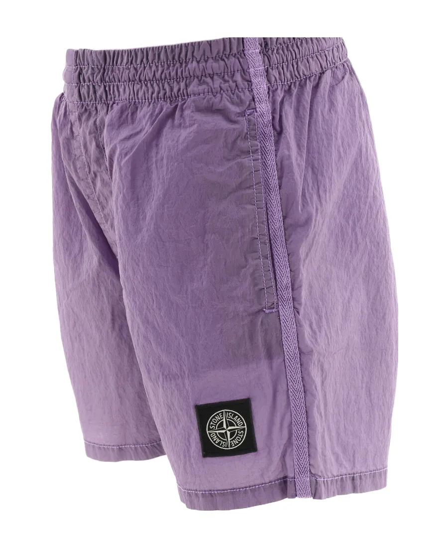 Stone Island Junior Logo Patch High Waist Swim Shorts