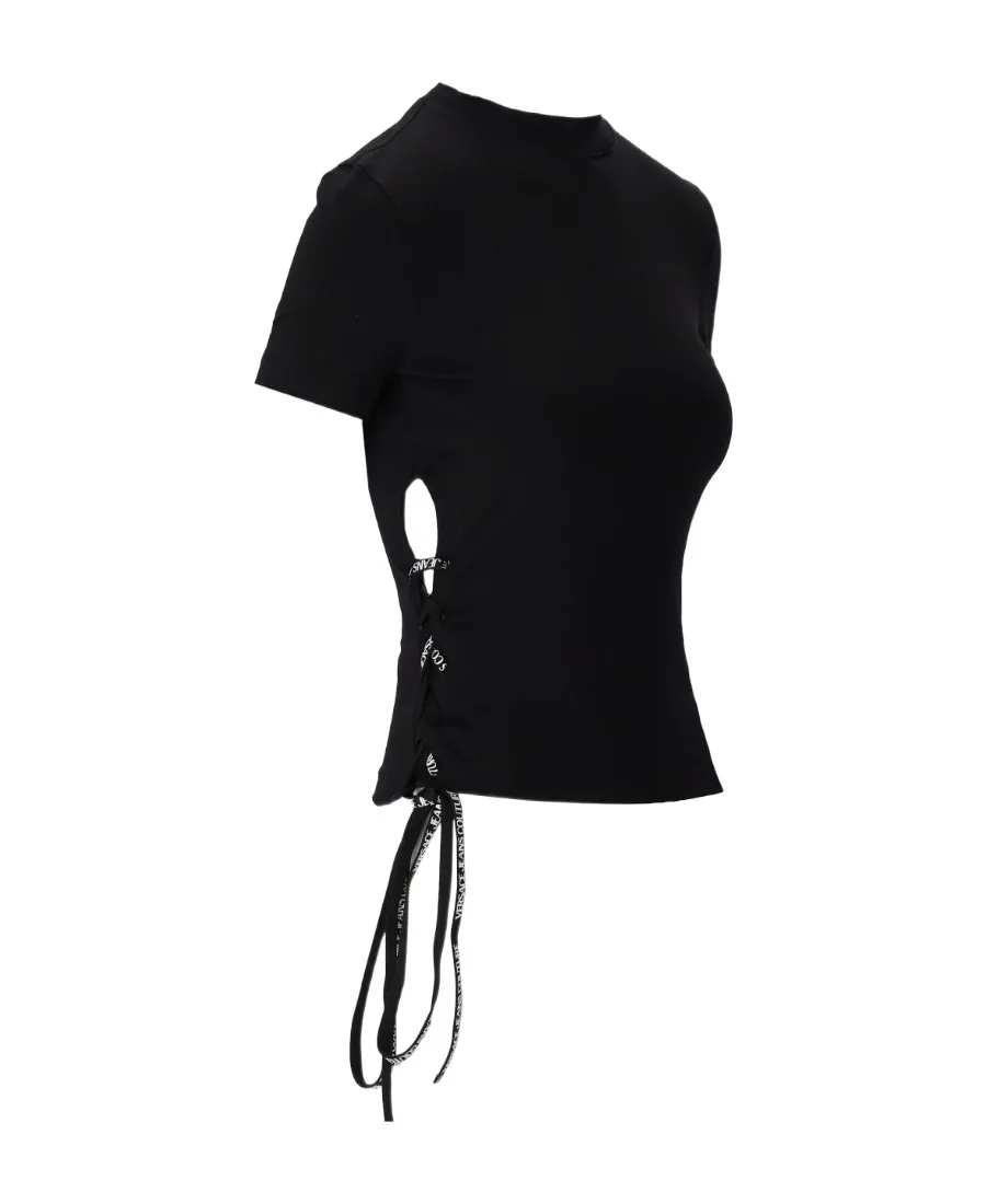 Lace-Up Cotton T-Shirt