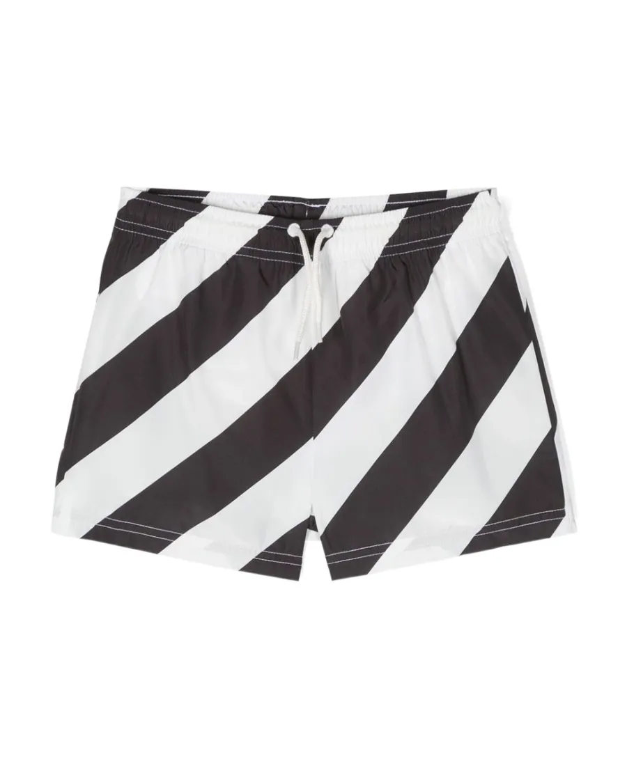 Stripe-Pattern Swim Shorts