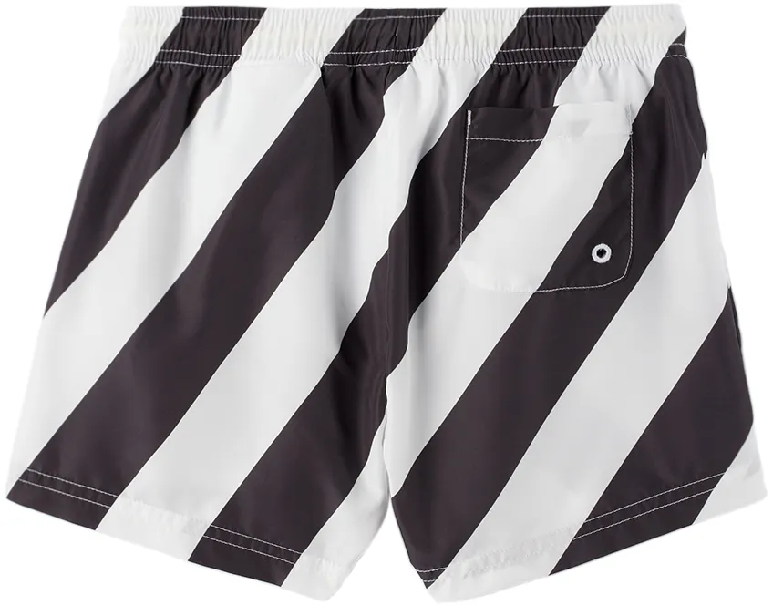 Stripe-Pattern Swim Shorts
