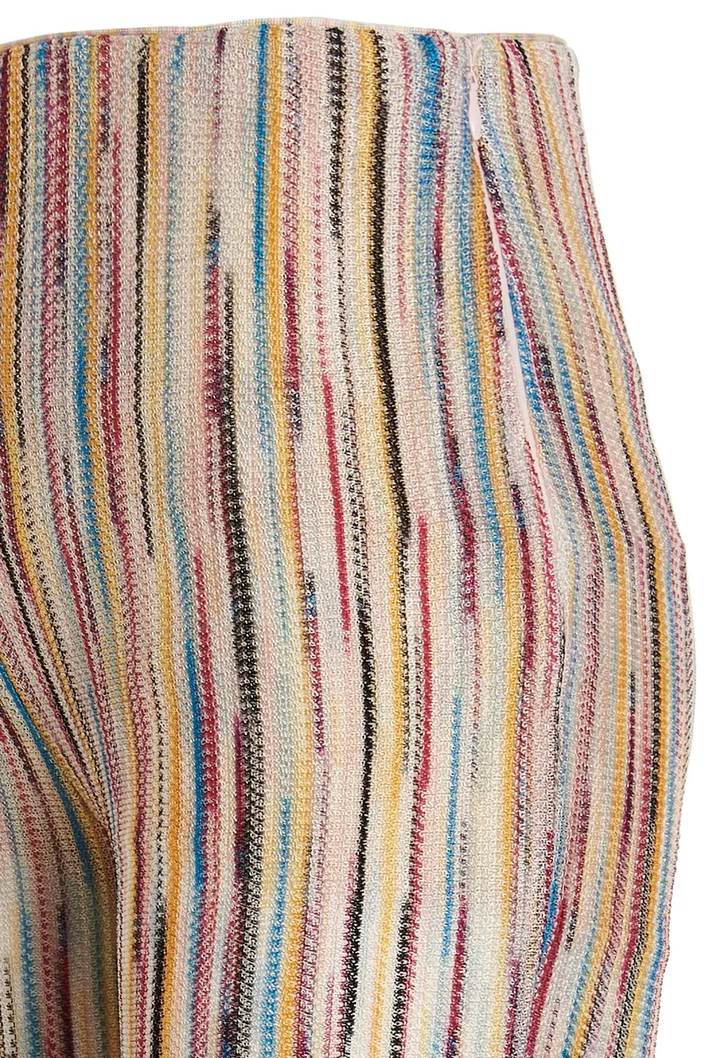Stripe-Pattern Semi-Sheer Flared Trousers