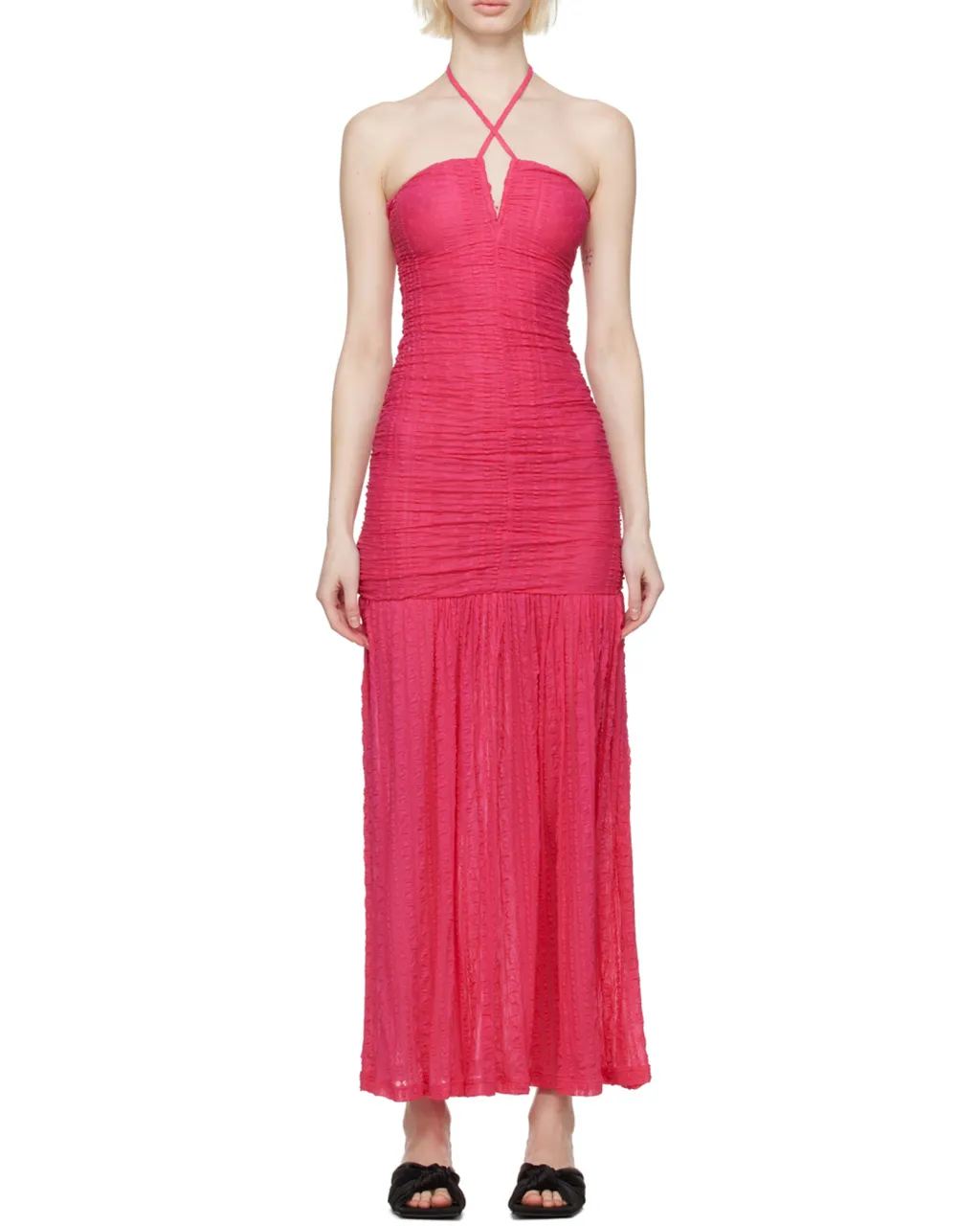 Stretch Lace Halter Neck Dress