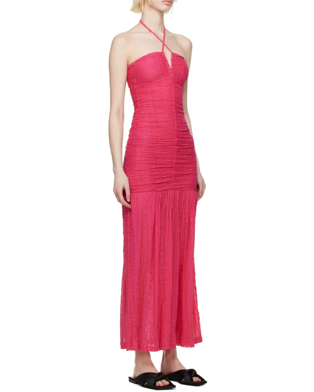 Stretch Lace Halter Neck Dress