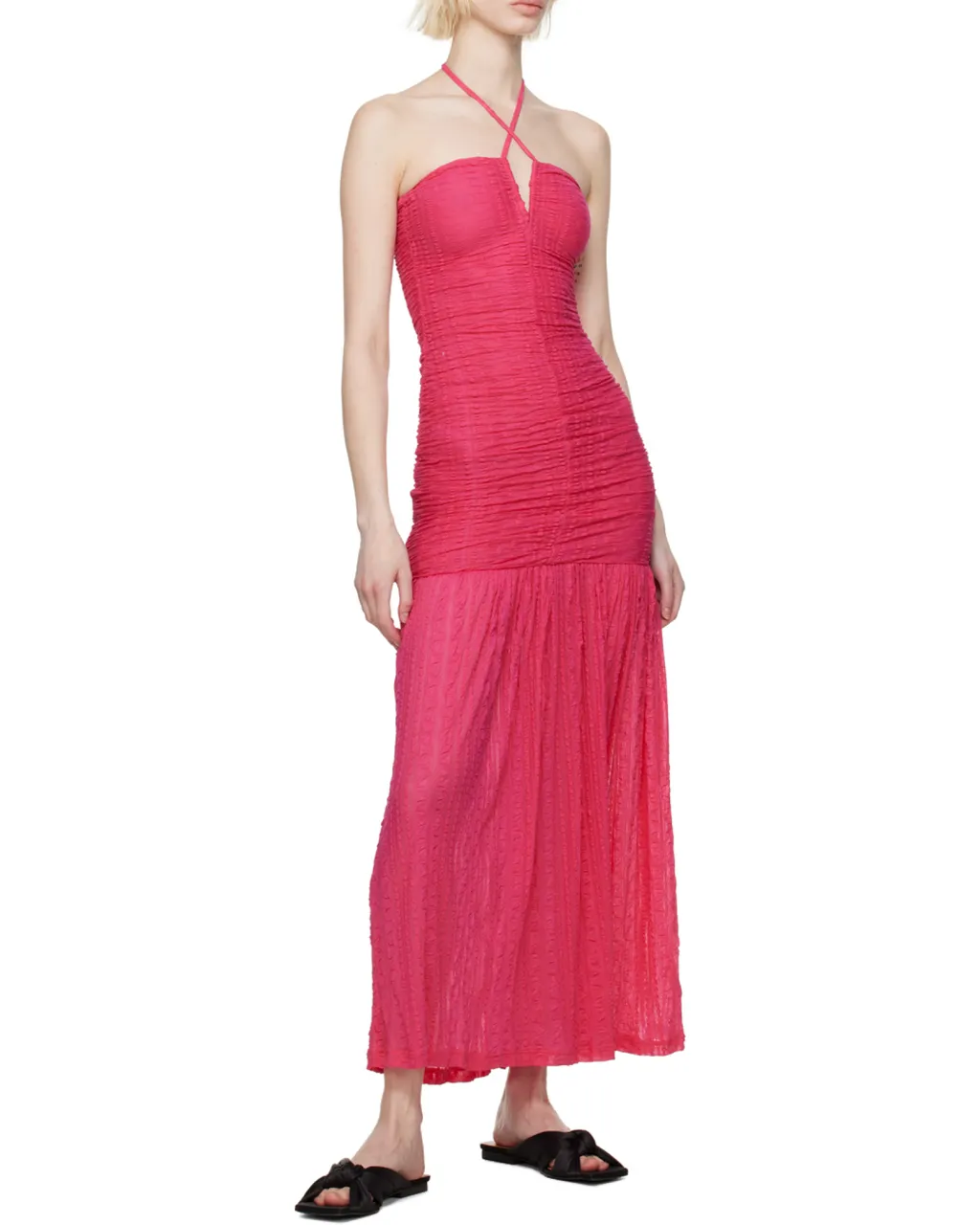 Stretch Lace Halter Neck Dress