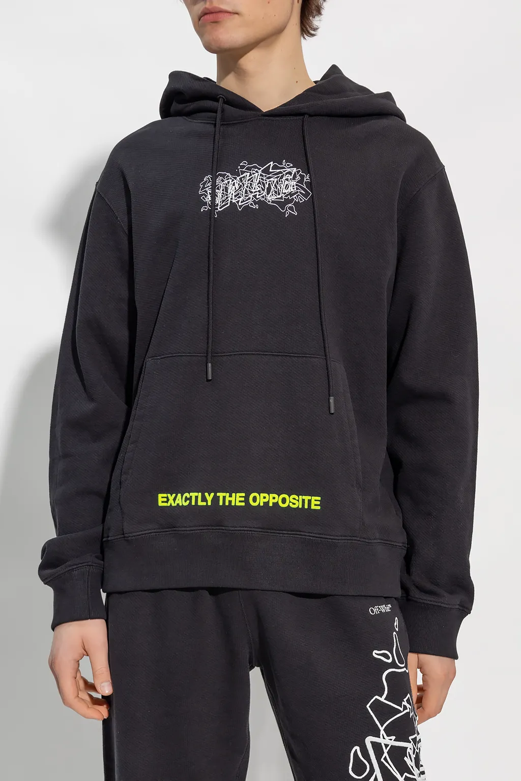Off-White Drawstring Long-Sleeved Hoodie
