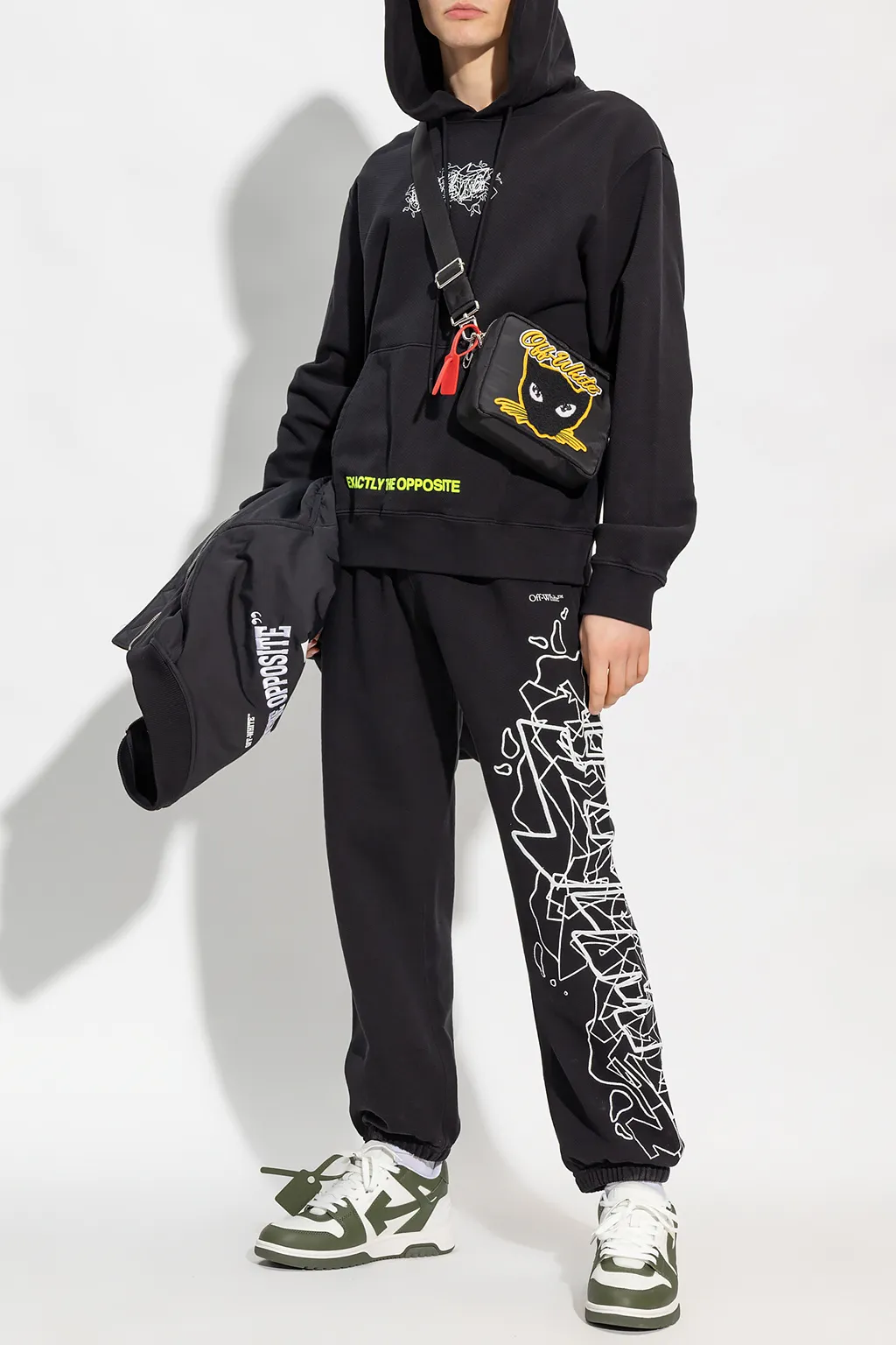 Off-White Drawstring Long-Sleeved Hoodie
