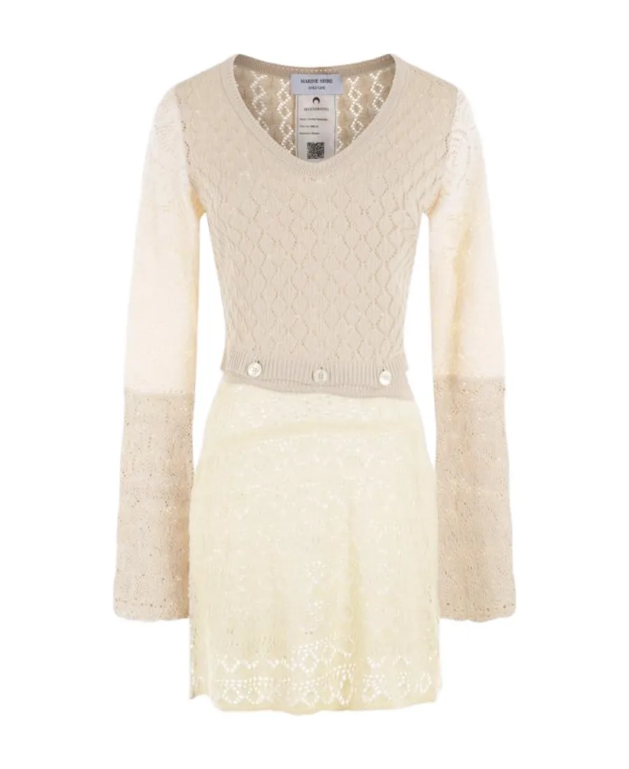 Marine Serre Knitted Lace Panelled Mini Dress