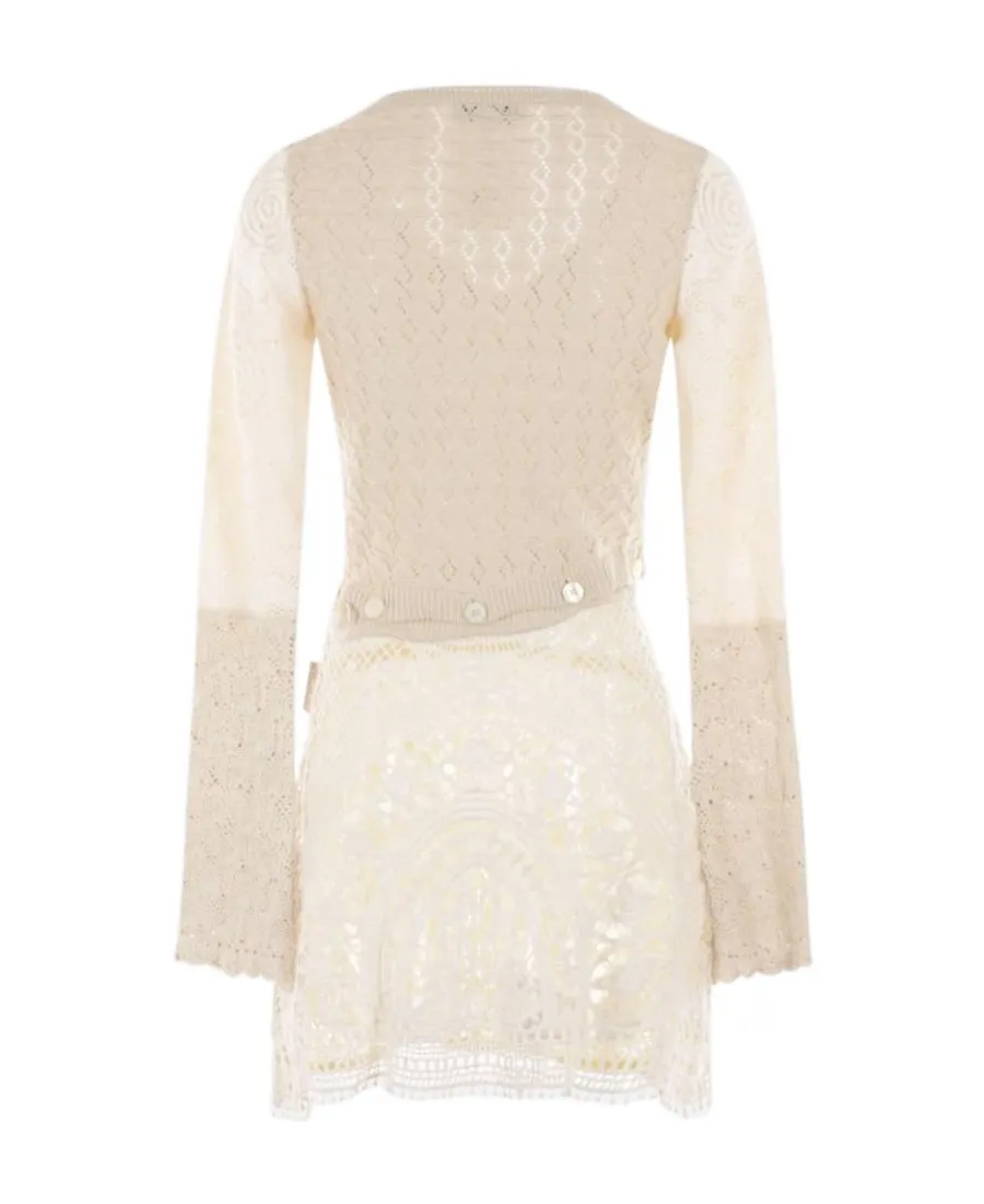 Marine Serre Knitted Lace Panelled Mini Dress