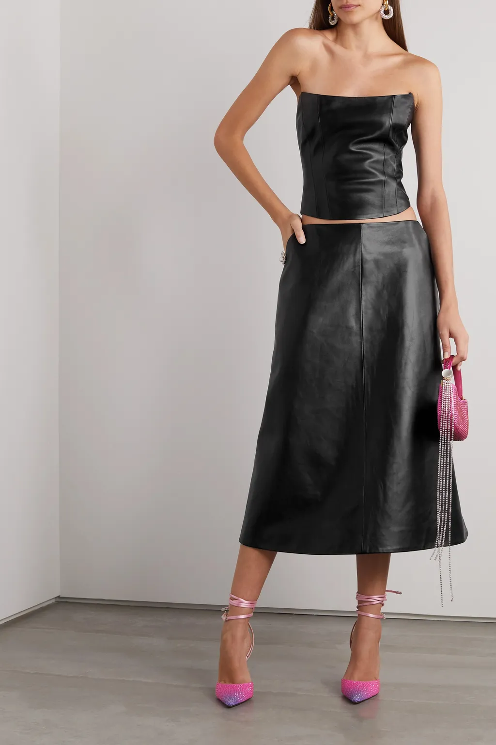 Leather Mid-Length Skirt