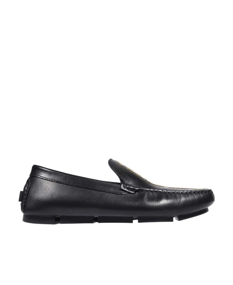 Studded Greca Leather Loafers