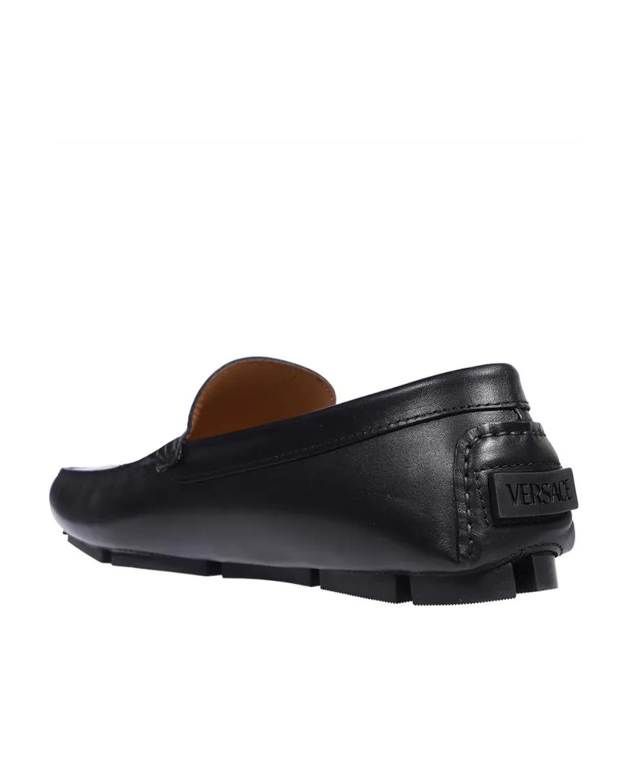 Studded Greca Leather Loafers