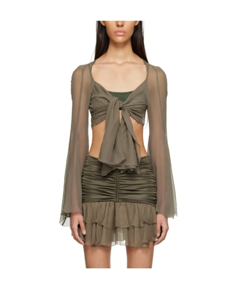 V-Neck Translucent Blouse