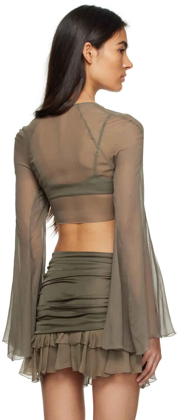 V-Neck Translucent Blouse