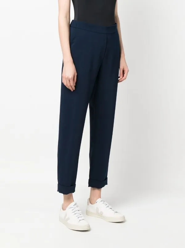 Elasticated-Waist Tapered Trousers
