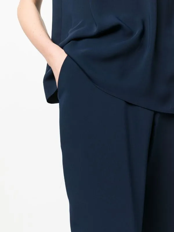 Elasticated-Waist Tapered Trousers