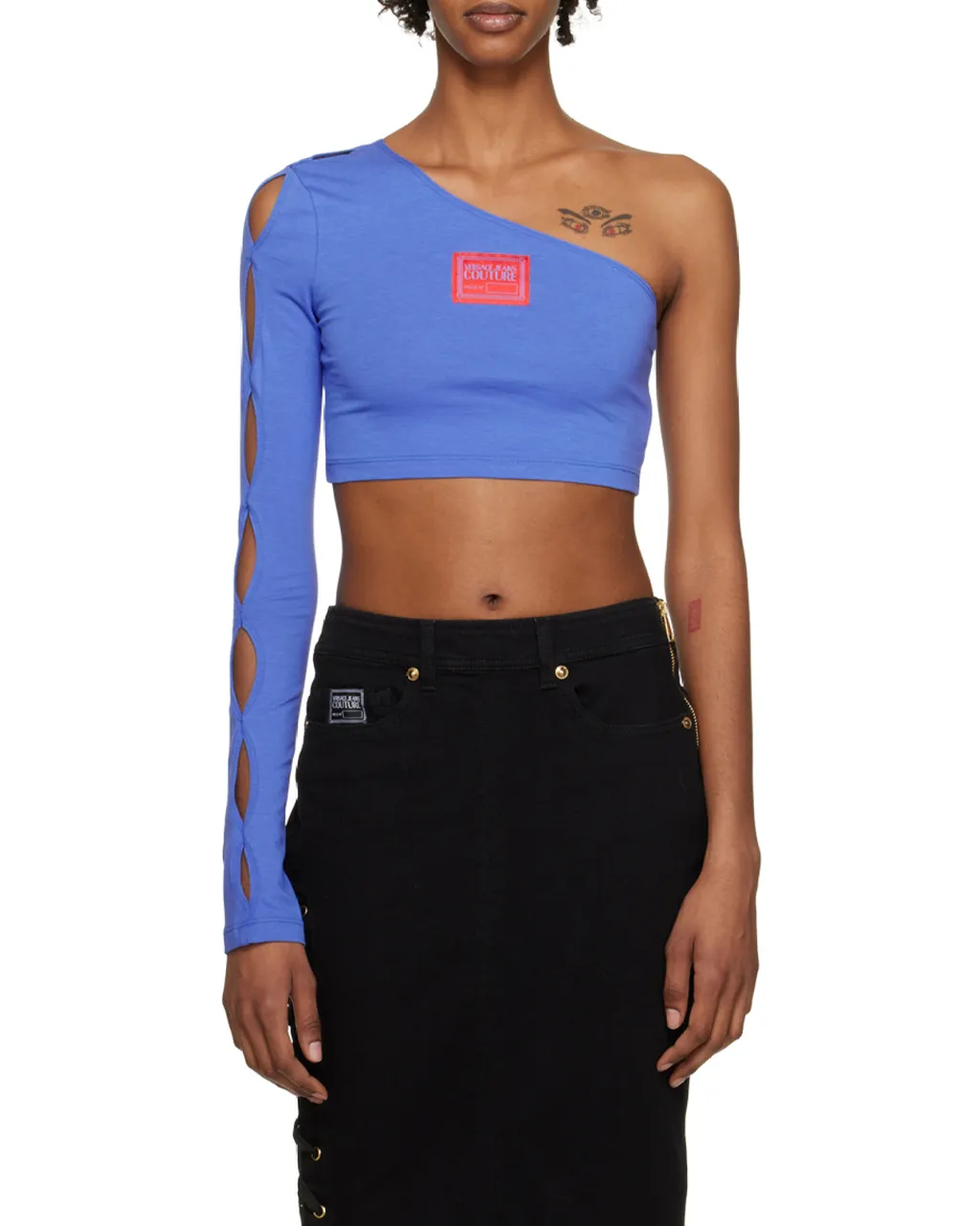 Logo-Patch One-Shoulder Cropped Top