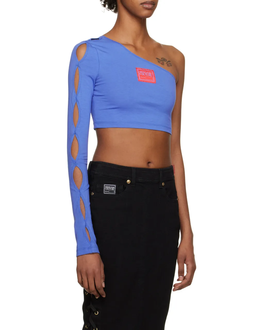 Logo-Patch One-Shoulder Cropped Top