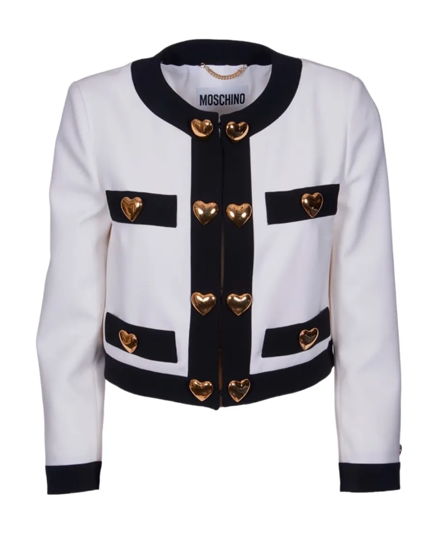 Moschino Heart Embellished Long-Sleeved Cropped Jacket