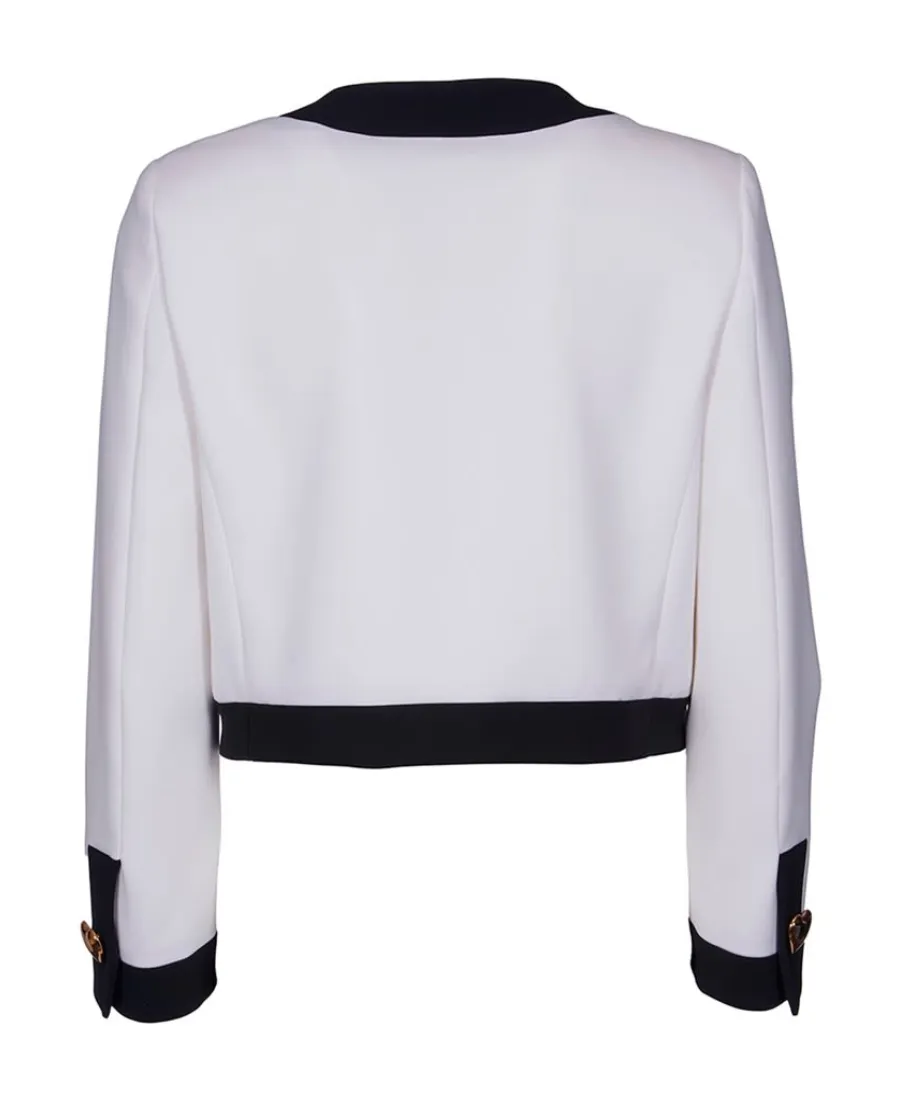 Moschino Heart Embellished Long-Sleeved Cropped Jacket