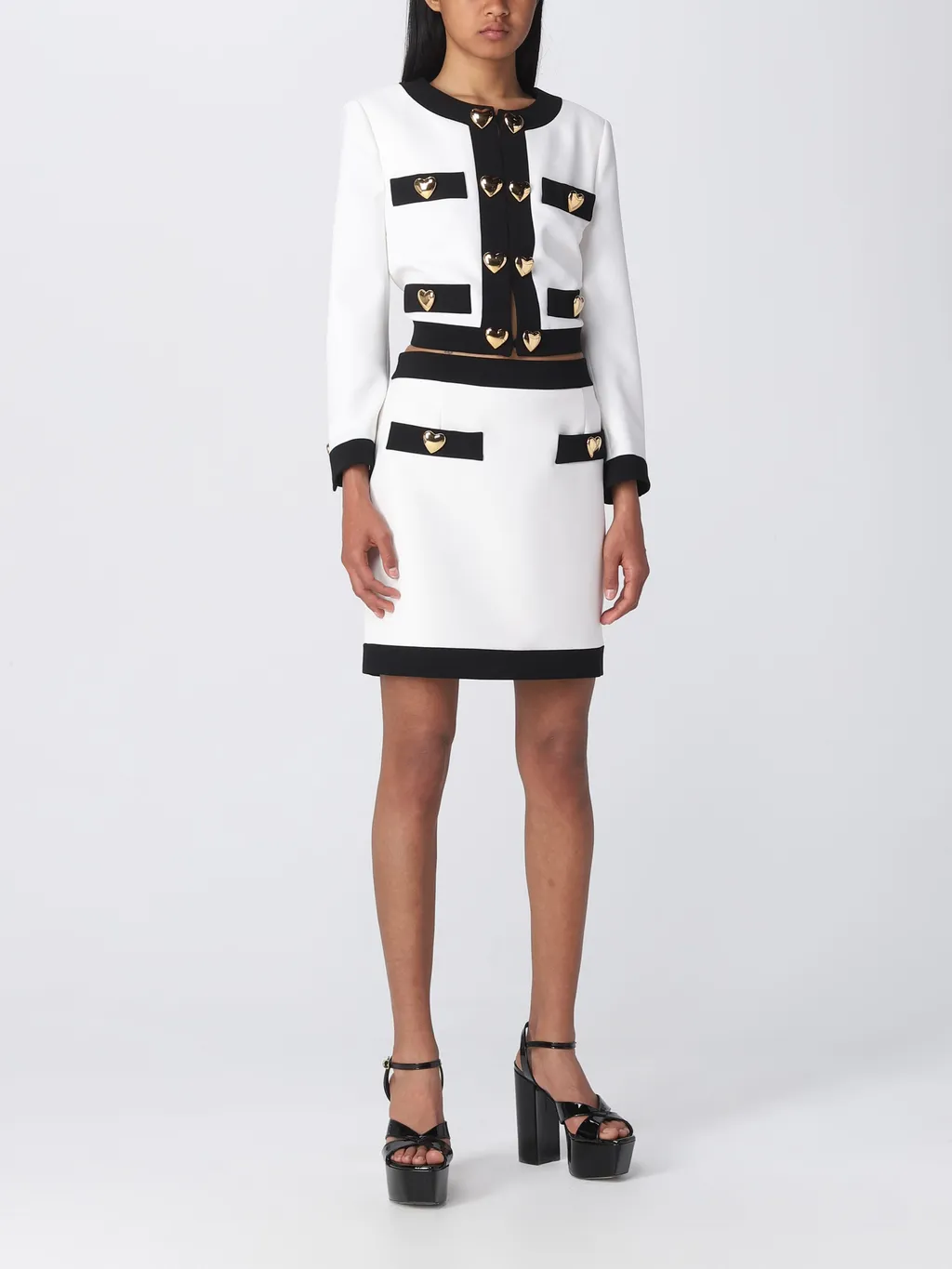 Moschino Heart Embellished Long-Sleeved Cropped Jacket