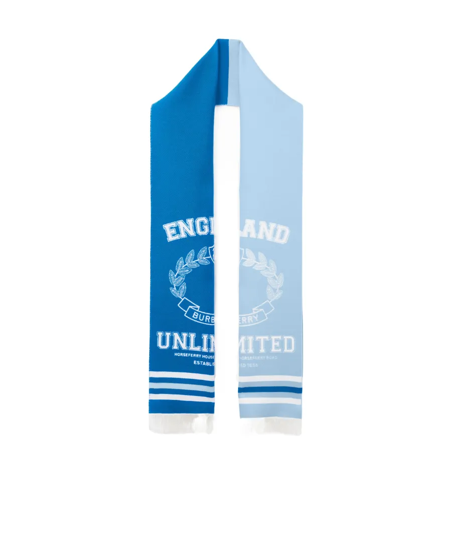 College Graphic Wool Silk Jacquard Scarf