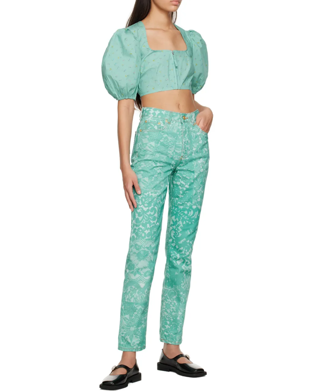 Lace Printed Swigy Jeans