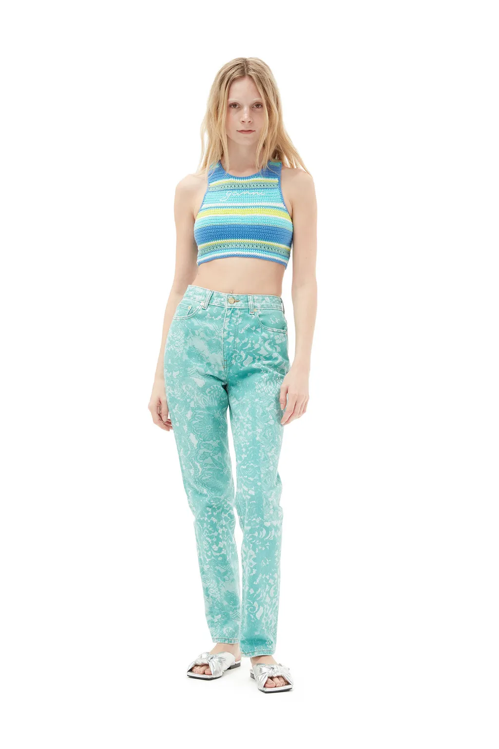 Lace Printed Swigy Jeans