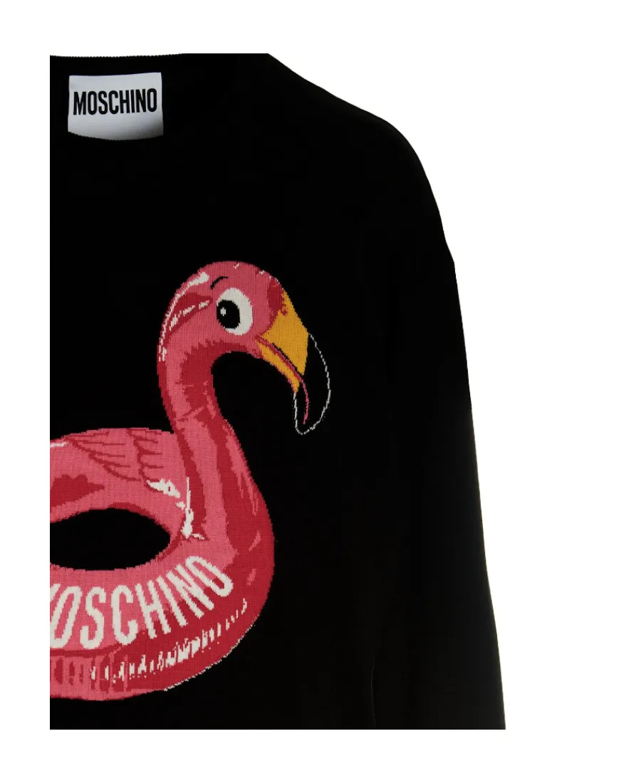 Moschino Intarsia-Knit Logo Crewneck Jumper