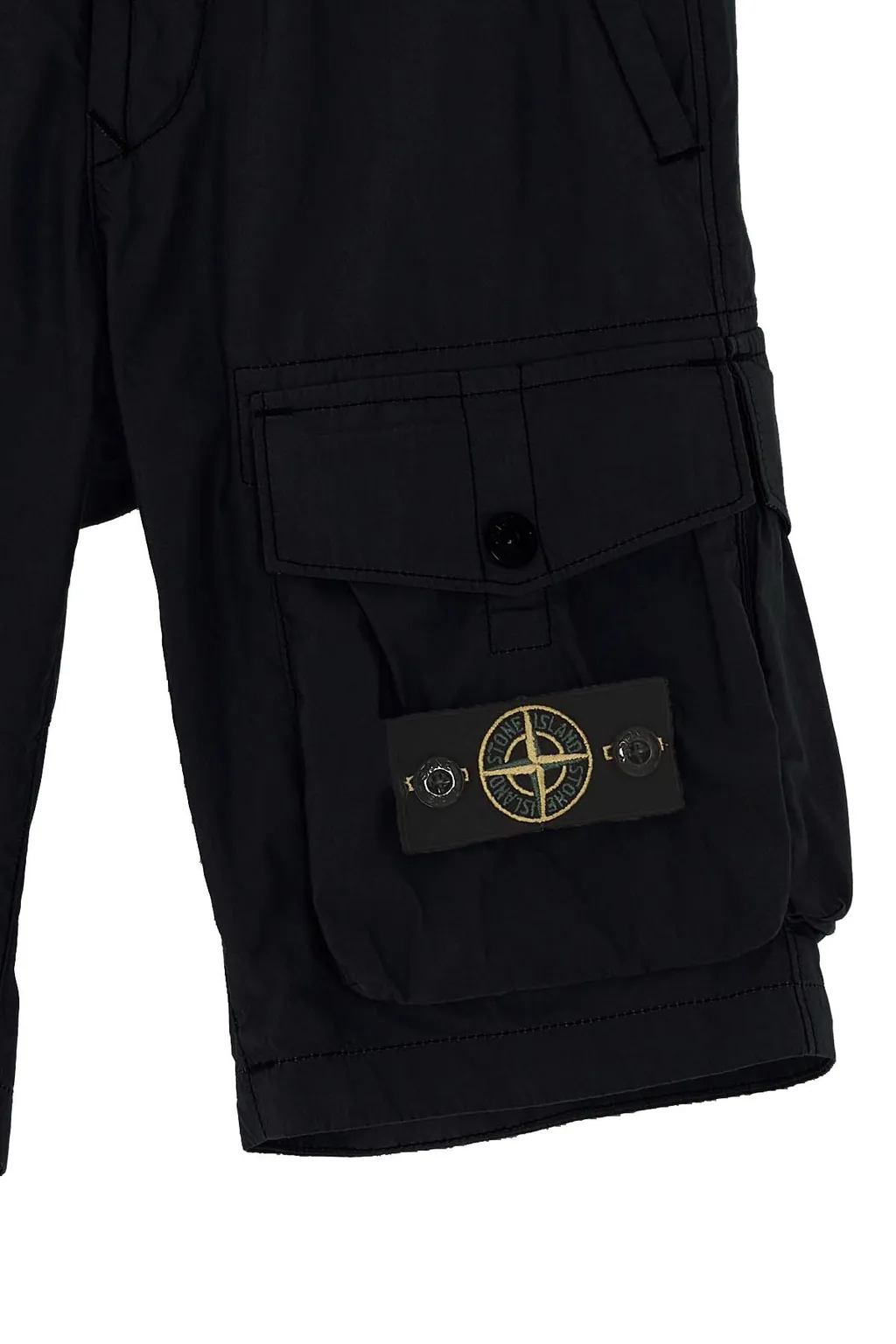 Stone Island Junior Logo-Patch Straight Leg Shorts