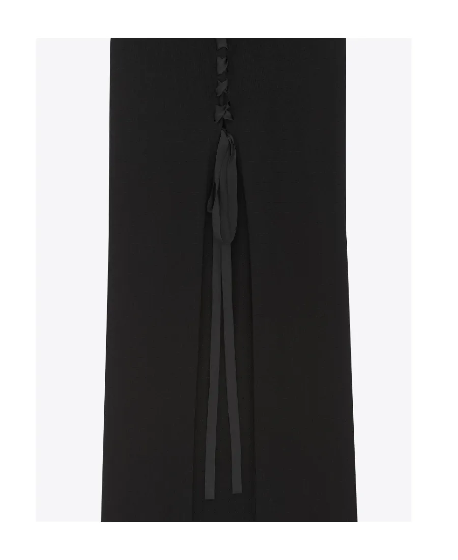 Saint Laurent Lace-Up Long-Sleeved Dress