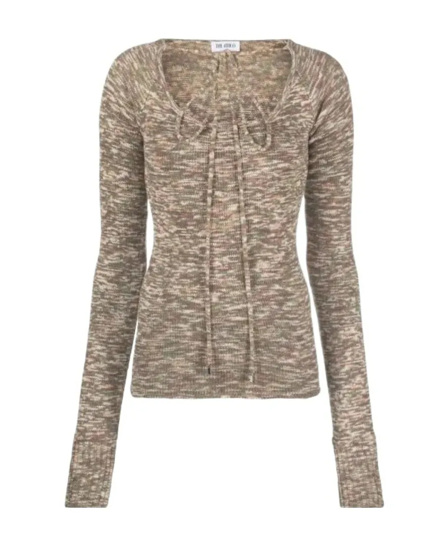 Round-Neck Sweater With Front Knot