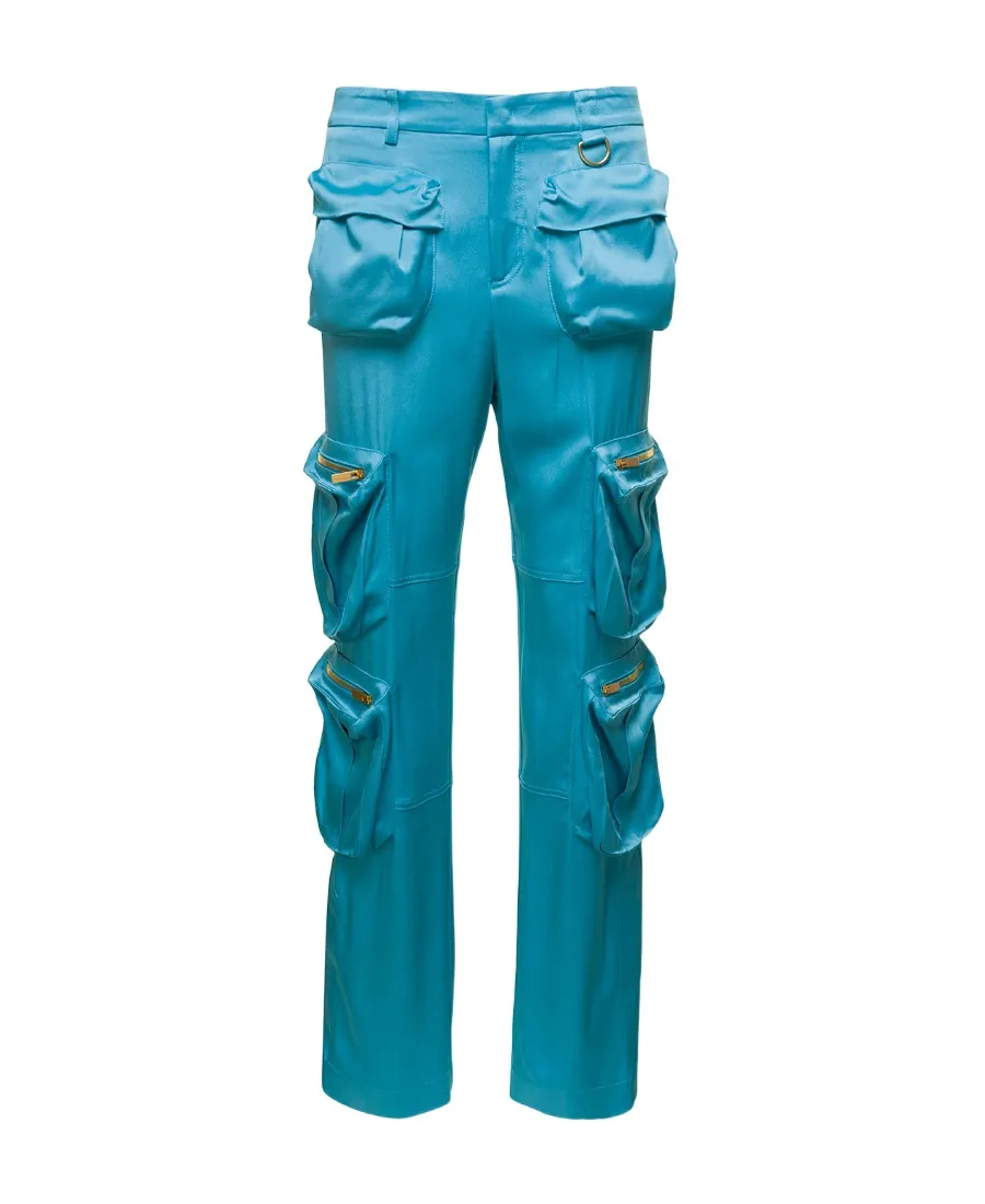 Blumarine Straight Leg Satin Cargo Pants