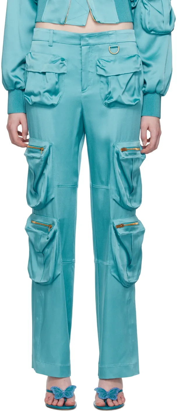 Blumarine Straight Leg Satin Cargo Pants