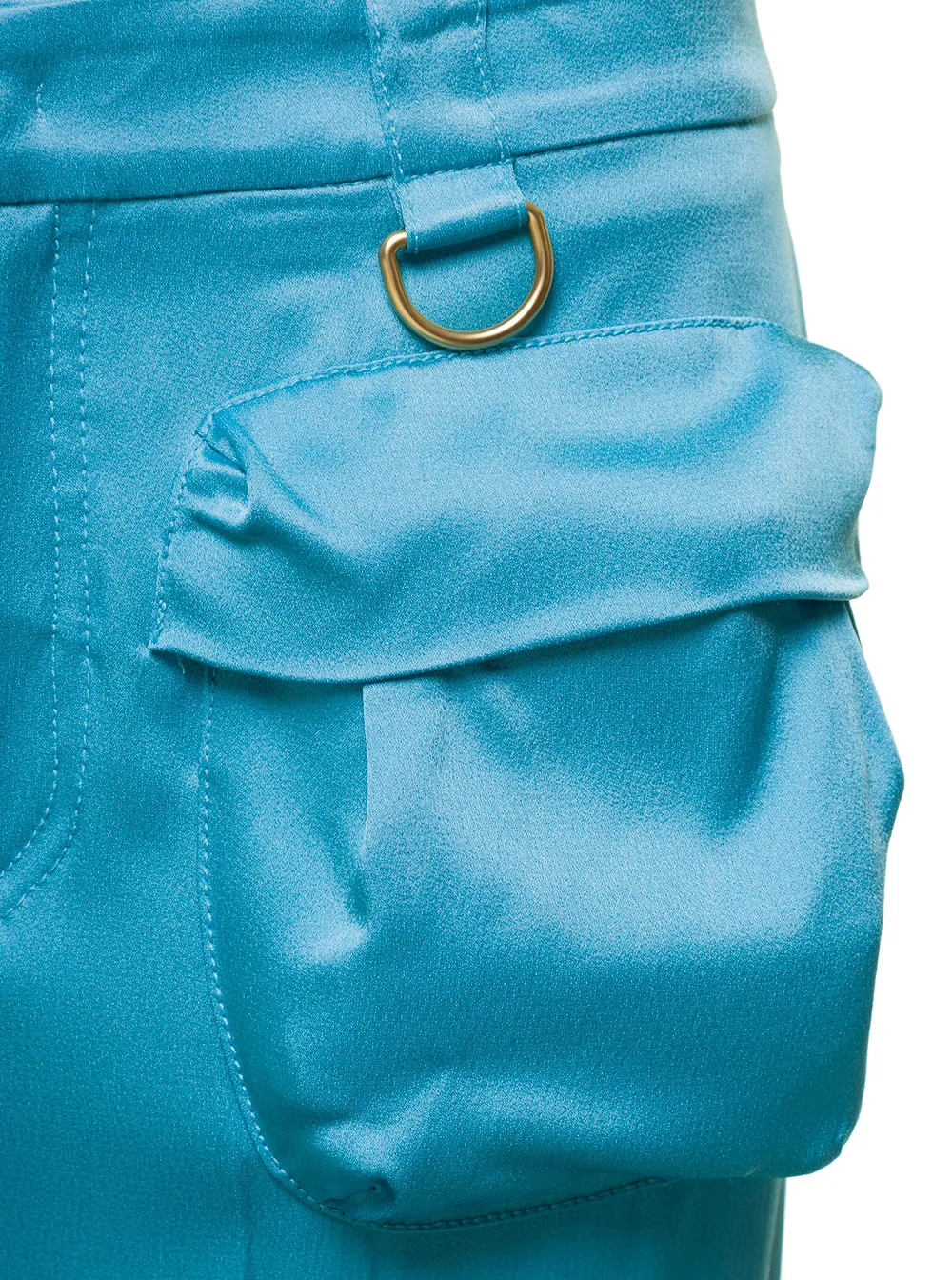 Blumarine Straight Leg Satin Cargo Pants