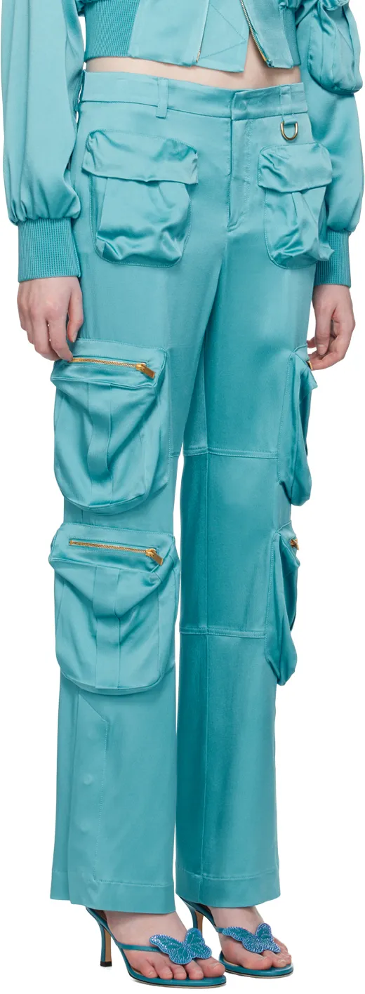 Blumarine Straight Leg Satin Cargo Pants