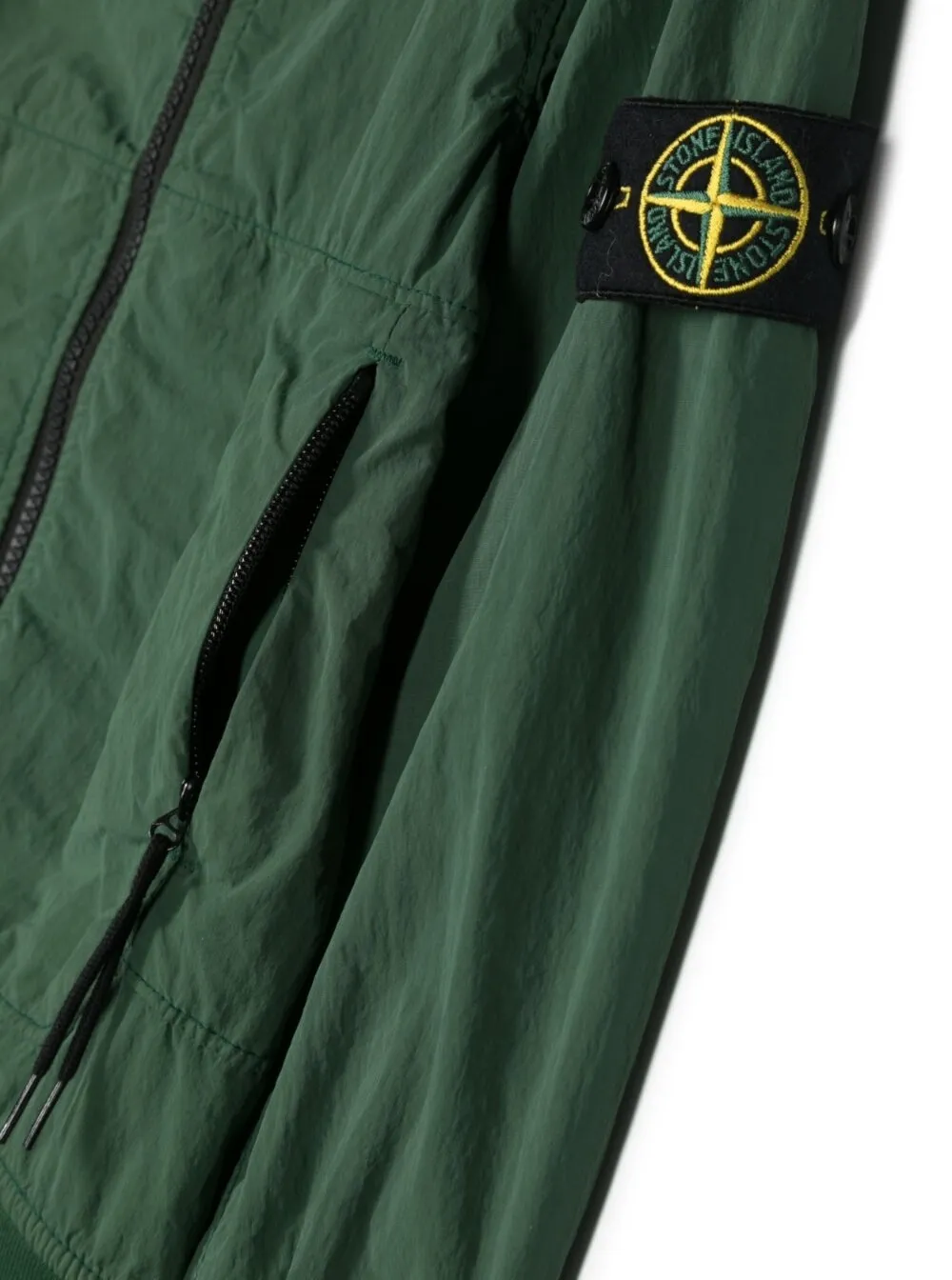 Stone Island Junior Logo Patch Zip-Up Hooded Jacket